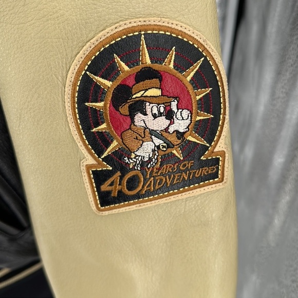 Disneyland 50th Anniversary leather jacket Black & Tan Bomber Style 2XL - Picture 5 of 8